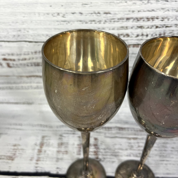Set of 2 Landes Quality Silver Plated Goblets Vintage Wedding Dinner Christmas - Picture 3 of 8